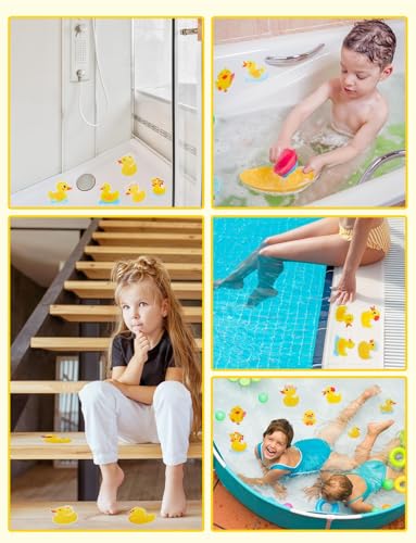 26Pcs Non Slip Bathtub Stickers, Cute Duck Stickers with Scraper | Anti Slip Bath Tub Shower Decal with Adhesive Back for Bathroom, Shower Stairs - color: Yellow Duck, size: 26Pcs