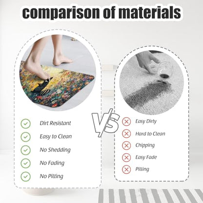 Bathroom Runner Mat Rugs Long,Cute Raccoon Flowers Image Diatomite Stone Bath Mat Large Absorbent Diatomaceous Earth Mat Non Slip Fast Dry Shower Mat Bathroom Rugs Floor Mat 16x42in - color: Design13