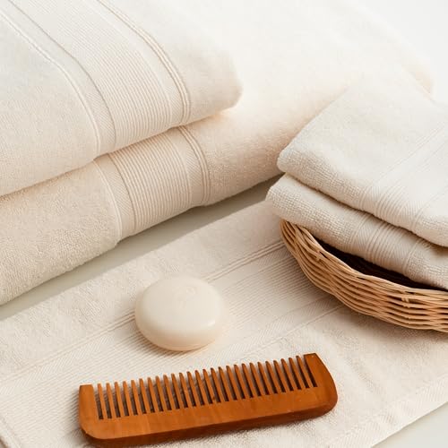 Luzia 8 Piece Bathroom Towel Set - 100% Turkish Cotton, Premium Quality - 2 Bath Towels 2 Hand Towels and 4 Washcloths (Ivory) - color: Ivory