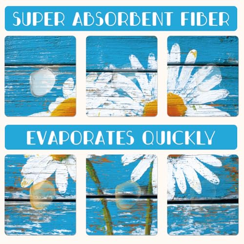 1Pc Daisy Dish Drying Mat 23.6x17.7 Inch Microfiber Polyester Cotton Rustic Wood Print Absorbent Countertop Pad Floral Dish Drainer Heat Resistant Coffee Bar Station Mat With Hanging Loop Blue - style: Daisy on board