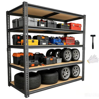 Storage Shelves Unit,40" W 5-Tier Garage Shelving Heavy Duty Metal Adjustable Garage Shelves,Stable Shelves Organizer for Pantry, Kitchen and Basement,40" W x 20" D x 72" H,Black - size: 20"D x 40"W x 72"H(Metal Board)