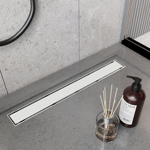 18 Inch Linear Shower Drain Brushed Floor Drain with Removable 2-in-1 Tile Insert Grate Cover and SUS304 Stainless Steel CUPC Certificate (18 inch) - color: Brushed, size: 18inch