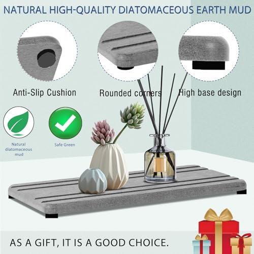 3PCS Water Absorbing Stone Tray, DryingNeat Diatomite Stone Sink Tray, Instant Dry Sink Coasters, Kitchen Sponge Hand Soap Holder, Countertop Fast Drying Counter Trays,8 * 4inch and 4 * 4inch - color: 1pcs 21×10cm + 2pcs 10×10cm Gray Stripe