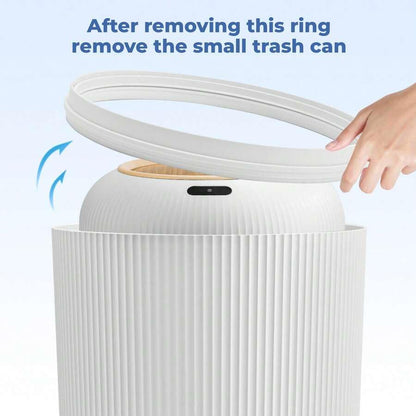 Touchless Sensor Trash Can 2-Pack, 10L & 12L, Locking Lid, White | Touchless sensor lid with odor-locking design keeps hands clean and helps reduce odors for everyday use.