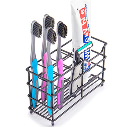 Toothbrush Holders for Bathroom, Stainless Steel, Black | 7-Slot, Organizer - size: Large