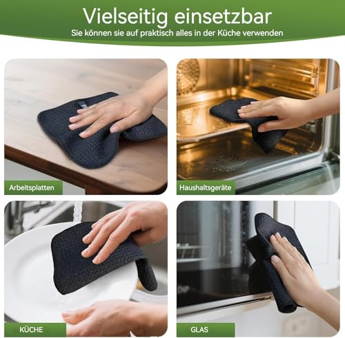 Waffle Microfiber Dish Cloths Black Kitchen Towels, Cleaning Cloth | Quick Dry Absorbent Dish Rags Dishcloths Barista Towels 8x8 Inch 6 Pack - color: Black, size: 8in x 8in 6 Pack