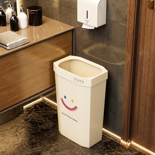 4 Gallon, Small Slim Garbage Can, Open Top Trash Can for Bathroom, Kitchen, Office, Bedroom, Living Room (Smile) - color: Smile