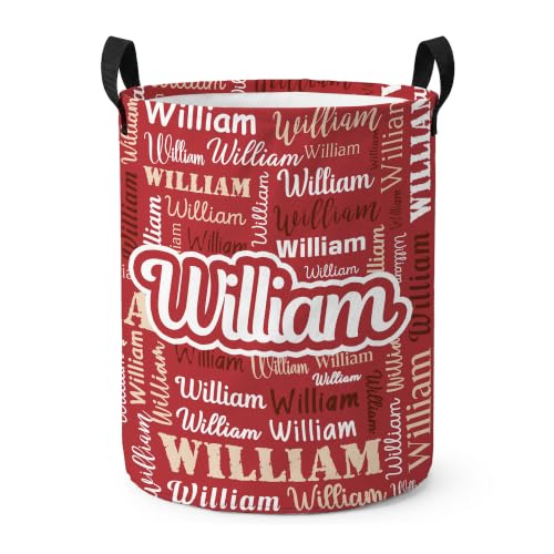 Custom Name Laundry Hamper, Personalized Collapsible Laundry Basket with Handles, Custom Dirty Clothes Hamper for Kids Boys Girls Men Women, Storage Gift for Bedroom Bathroom Dorm - color: Red