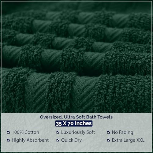 DAN River 2 Pack Bath Sheets Extra Large 35x70, Large Bath Towels for Adults, XL Oversized Heavy Duty Towel Set, 600 GSM 100% Ring Spun Cotton, Soft Quick Dry, Huntergreen - color: Huntergreen, size: Bath Sheet 35x70" (PK 2)