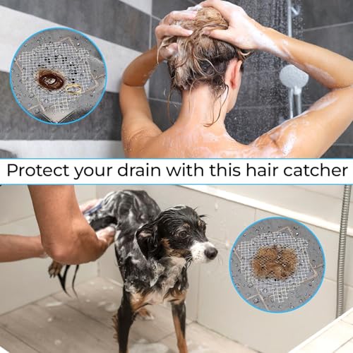 Disposable Shower Drain Hair Catcher, 3.54 Inches Round, 25 PCS | Stickers for Bath & Kitchen, For Human & Pet Hair, Mesh for Bathtub & Laundry, Drain Cover - size: Round - 25 Packs