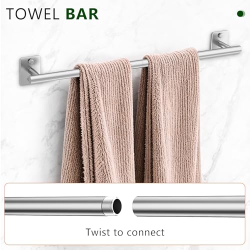 5 Pieces Bathroom Hardware Accessories Set Brushed Nickel Towel Bar Set Stainless Steel Towel Racks for Bathroom,Wall-Mounted 23.6 inch - color: Brushed Nickel