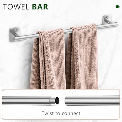 5 Pieces Bathroom Hardware Accessories Set Brushed Nickel Towel Bar Set Stainless Steel Towel Racks for Bathroom,Wall-Mounted 23.6 inch - color: Brushed Nickel