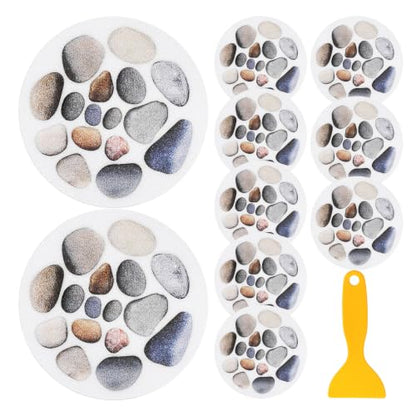 UKCOCO 10pcs Anti Slip Shower Stickers, 5.91”Adhesive Decals Safety Strips with Scraper, Anti Skid for Bath Tub Shower Floor Stairs Kitchen