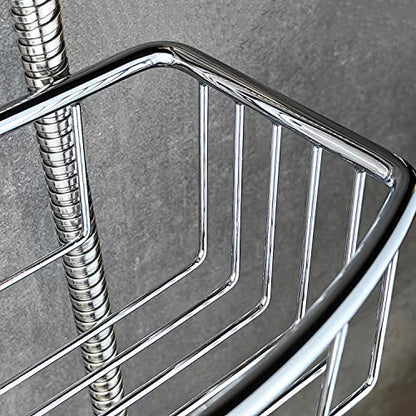 Shower Pole Caddy for Shower-6 Size Riser Ring NO Drilling Tension Shower Caddy Basket for Bathroom-SUS 304 Chrome Shower Caddy Pole with Luxury Standard