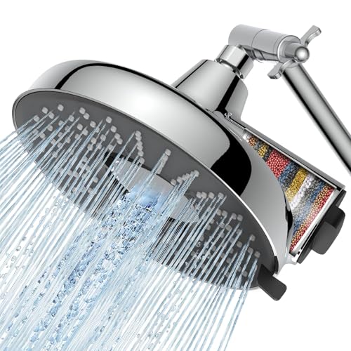 Filtered Shower Head High Pressure: 8-Inch Rain Showerhead with 18-Stage Filter for Hard Water Softener - Reduces Chlorine and Heavy Metals, Extension Rod Included (Polished Chrome） - color: Chrome, size: 8 Inch With Extension Rod