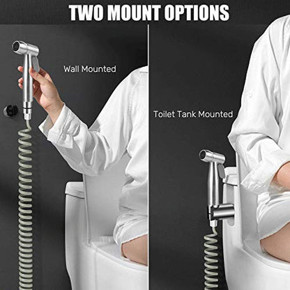 Handheld Bidet Sprayer Toilet with 59in ABS Flexible Telescopic Shower Hose for Bathroom Douche Diaper Cleaning, Pet Bath, Closestool, Squatting Pan, Floor Cleaning
