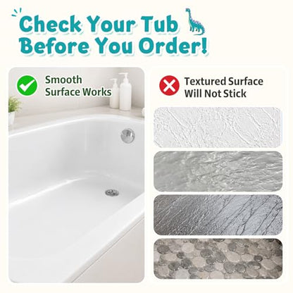 Baby Bath Mat for Tub Non Slip Kids, BPA Free Extra Long Bathtub Mat 40x16 with Drain Holes and 200 Suction Cups, Non Toxic Machine Washable Toddler Bath Mat, Eco-Friendly Certified - color: K-dense Dinosaurs-1