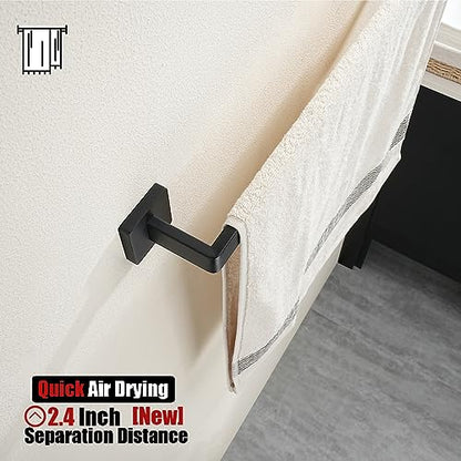 JQK Black Towel Bar, Rounded Edges 18.41 Inch Towel Rack, 304 Stainless Steel Bathroom Wall Mount, Useable Length 16 Inch, TB250L16-PB - color: Matte Black, size: 16.41 Inch