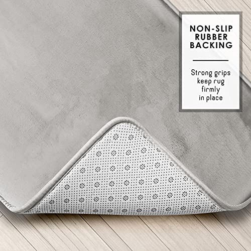Clara Clark 3 Piece Bathroom Rugs Bath Mat Set, Velvet Memory Foam Bath Mats for Bathroom - Non-Slip, PVC Backing Bath Rugs, Washable - Dries Quickly, Silver - color: Silver