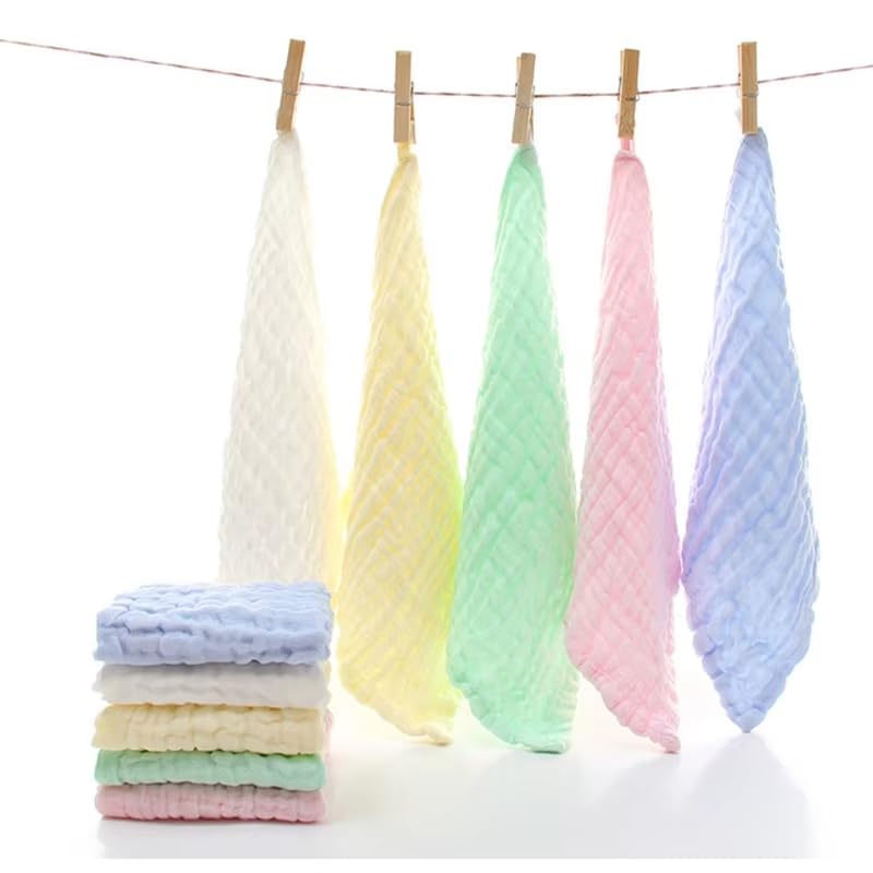 Muslin Baby Washcloths – 6 Pack Organic Cotton Face Towels for Newborns – Ultra-Soft, Reusable & Absorbent – Gentle on Sensitive Skin – Unisex Baby Gift Set