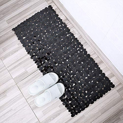 SONGZIMING Non-Slip Pebble Bathtub Mat Black 16 W x 35 L Inches (for Smooth/Non-Textured Tubs Only) Safe Shower Mat with Drain Holes, Suction Cups for Bathroom - color: Black