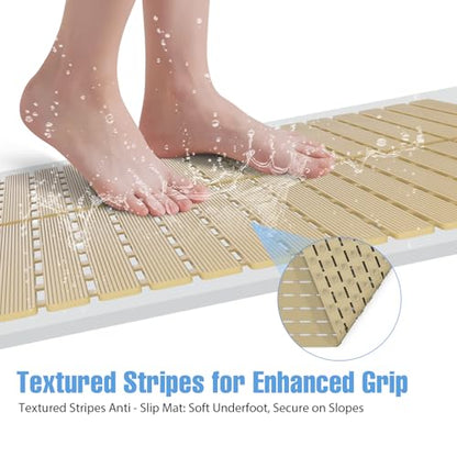 Shower Mat Non-Slip Bath Mat for Tub and Shower Stall,236 Suction Cups with Drain Holes, Quick Dry Machine Washable, Extra Grip for Stand Up Showers, Bathroom Essentials 24x24 Inch (Brown) - color: Brown