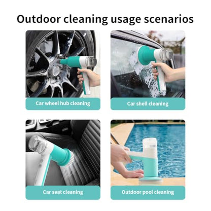 Dual-Rotation Electric Spin Scrubber, Cordless Shower Scrubber - IPX5 Waterproof Multi-Surface Cleaning Brush for Bathroom, Kitchen, Tile, Glass & More - Includes 4 Brush Heads