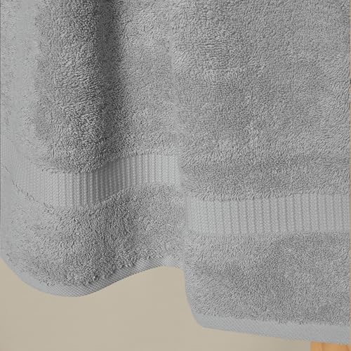 SALBAKOS 4-Piece 100% Turkish Cotton Bath Towels, 27x54 inch, Silver | Standard Size, 630 Gsm Thick Super Soft Highly Absorbent Quick-Dry Bathroom Towel, Premium Hotel & Spa Quality Made in Turkey - color: Silver, size: 4 Bath Towels