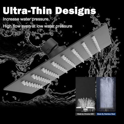 NearMoon Rain Shower Head, High Flow Stainless Steel Square Rainfall Shower, High Pressure Design, Awesome Shower Experience Even At Low Water Flow (6 Inch, Matte Black) - color: Matte Black, size: 6 Inch Square