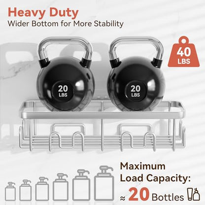 Shower Caddy Adhesive, Rustproof Shower Organizer, Wall Shower Rack | Large Capacity Shower Shelves for Inside Shower, No Drill Shower Storage, Shampoo Shower Holder, Bathroom Shower Shelf