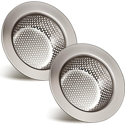 2 Pcs Sink Strainer Stainless Steel Kitchen Sink Drain Strainer Basket Cover Mesh Hair Food Catcher, Large Wide Rim of 4.4 Diameter(Brushed Silver) - color: Brushed Silver