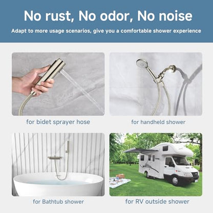 23 Inches 304 Stainless Steel Shower Hose Extra Short Brushed Nickel | High Pressure Handheld Shower Head Hose With Brass Insert And Nut-durable,Flexible Rv Shower Hose Replacement - color: Brushed Nickel, size: 23 Inches