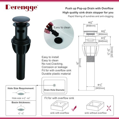 Oil Rubbed Bronze 2-Handle 8 Inch Widespread Bathroom Faucet, 3 Holes | Derengge Traditional Widespread Sink Faucet, With Pop-Up Drain 360° Swivel Stainless Steel Spout, F-8303-ORB - color: Oil Rubbed Bronze