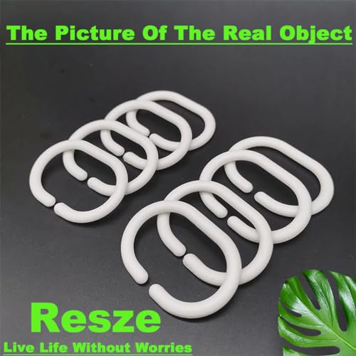 Resze 24 PCS Shower Curtain Rings,Plastic White Shower Curtain Hooks,C-Shaped Rings Hook Hanger Bathroom Shower Window Rod - color: White, size: 24PC