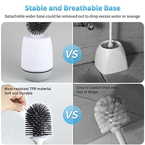 RV Toilet Bowl Brush and Holder, Silicone Toilet Bowl Brush Cleaning Toilet Scrubber Set with Non-Scratch Silicone Bristles Deep Cleaning. Wall Mount for Motorhome Travel, Travel Trailers, Camper
