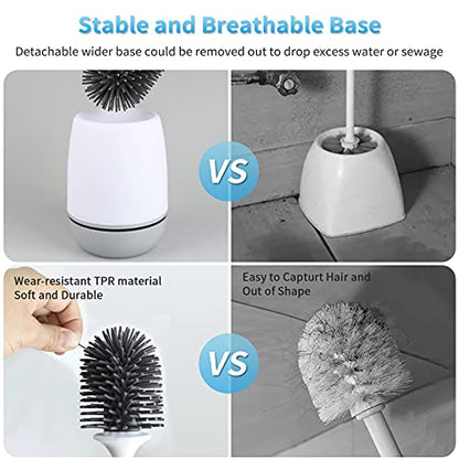 RV Toilet Bowl Brush and Holder, Silicone Toilet Bowl Brush Cleaning Toilet Scrubber Set with Non-Scratch Silicone Bristles Deep Cleaning. Wall Mount for Motorhome Travel, Travel Trailers, Camper