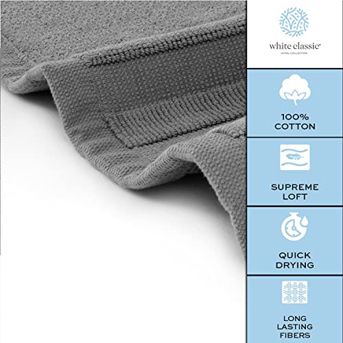 White Classic Luxury Bath Mat Floor Towel Set - Absorbent Cotton Hotel Spa Shower/Bathtub Mats [Not a Bathroom Rug] 22"x34" | 2 Pack | Gray/White - color: 05: Grey/White