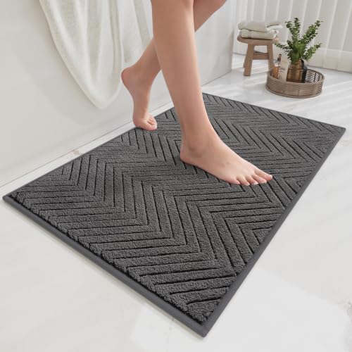 Bathroom Rugs Thin Non Slip Bath Mat for Bathroom Gery 24"x36" | Quick Dry Absorbent Washable Rubber Backing Bath Rug Shower Mat Bathroom Floor Mat For Sink Bathtub Beside Shower Entrance - color: Black-b, size: 24"x36"