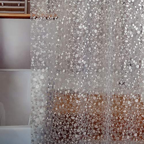Bostofy EVA 3D Waterproof Shower Curtain Liner, Clear Extra Long Bathroom Shower Liner with Rustproof Metal Gromments and Weighted Magnet,72”Width x 84”Length - color: Clear Stone, size: 72"W x 84"L (Pack of 1)