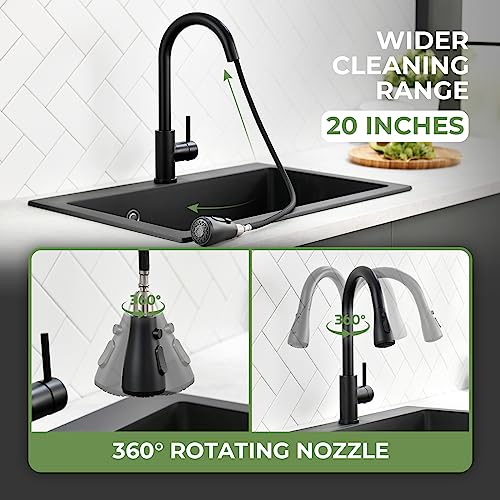VFAUOSIT Touchless Kitchen Faucet with Pull Down Sprayer, Matte Black | 3 Spray Modes, cUPC/CEC Certified, SUS304 Steel, Fingerprint-Resistant Finish, Ceramic Disc Valve, Single-Handle Control - color: Matte Black-07