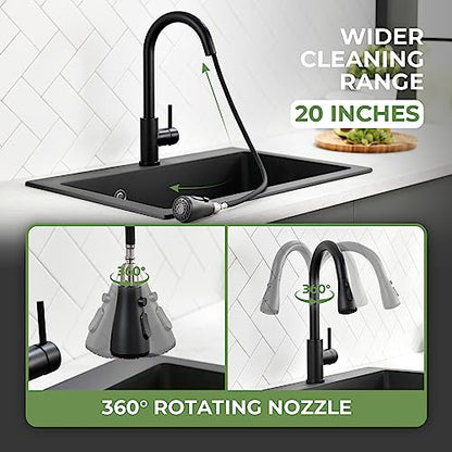 VFAUOSIT Touchless Kitchen Faucet with Pull Down Sprayer, Matte Black | 3 Spray Modes, cUPC/CEC Certified, SUS304 Steel, Fingerprint-Resistant Finish, Ceramic Disc Valve, Single-Handle Control - color: Matte Black-07