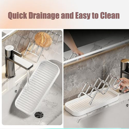Thick Stainless Steel Soap Holder with 2 Soap Saver Bags, Self-Draining Shampoo Bar Holder with Removable Drip Tray, 304 Rustproof Quick-Drying Soap Dish for Bathroom Counter, Kitchen Sink & Shower