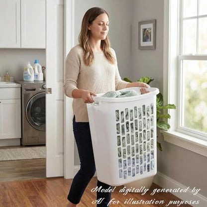 3-Pack 1.8 Bushel Slim Plastic Laundry Hamper W/Reinforced Handles, White | Durable plastic build Open top design for quick toss-in & easy access.in bedroom, bathroom & laundry room.