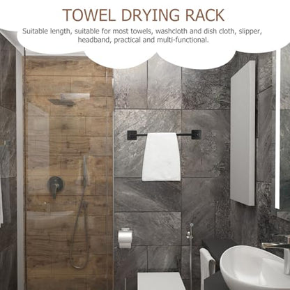 BESPORTBLE Wall-Mounted Towel Bar 45Cm Black Adhesive Bathroom Towel Rack No Drilling for Shower and Toilet