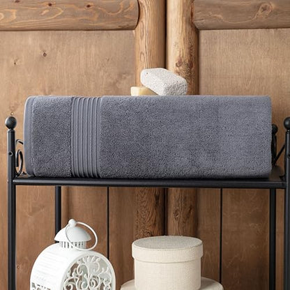 Milara Plush Turkish Cotton Bath Sheet, Anthracite, 700 GSM, 35x70 in | Oversized 35x70in | 700 GSM Turkish Combed Cotton | Air-Spun Construction for a Plush Feel | OEKO-TEX® Standard 100 Certified - color: Anthracite (Dark Gray), size: Bath Sheet (1 Pcs)