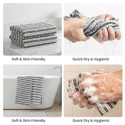 Exfoliating Body Scrubber for Shower - Japanese Back Scrubber, Premium Wash Cloth Towel for Men & Women, Deep Cleansing Exfoliator Loofah Sponge Alternative