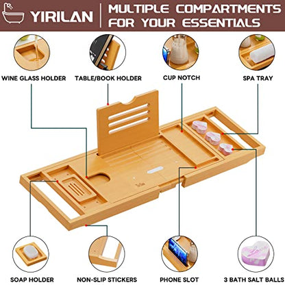 Lux Expandable Bathtub Tray Caddy with 3 Bath Bombs-Self Care and Relaxation Birthday Gifts for Women and Men, Housewarming Gift Idea, for Mom Sister Daughter Wife | Relaxation Birthday Gifts for Women and Men, Housewarming Gift Idea, for Mom Sister Daugh