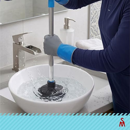 SteadMax Heavy Duty Toilet Plunger, Rubber Cup, Steel Handle, Blue (3 Pack) - color: 3 Pack - Blue Handle