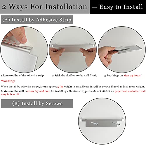 JDYOOMI Acrylic Floating Wall Shelves - Small Stick-on Wall Mounted Phone Shelf Holder Wipes Rack Smart Speaker Shelf for Bathroom,Kitchen,Toilet,Bedroom,Office - White - color: White