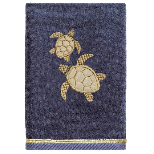 Jewel 4-Piece Premium Towel Set, Embroidered Turtles, Plush Turkish Cotton, Durable & Quick Dry, Elegant Beach Style, 2 Bath 2 Hand Towels, Marine - color: Marine, size: 2 Pcs Bath 2 Pcs Hand Towel